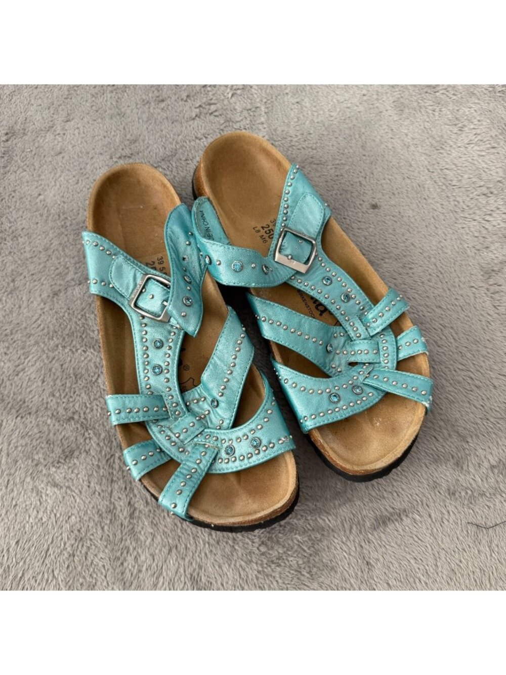 Betula Birkenstock Sandals Turquoise Studded Womens 39 US 8 Shoes Comfort